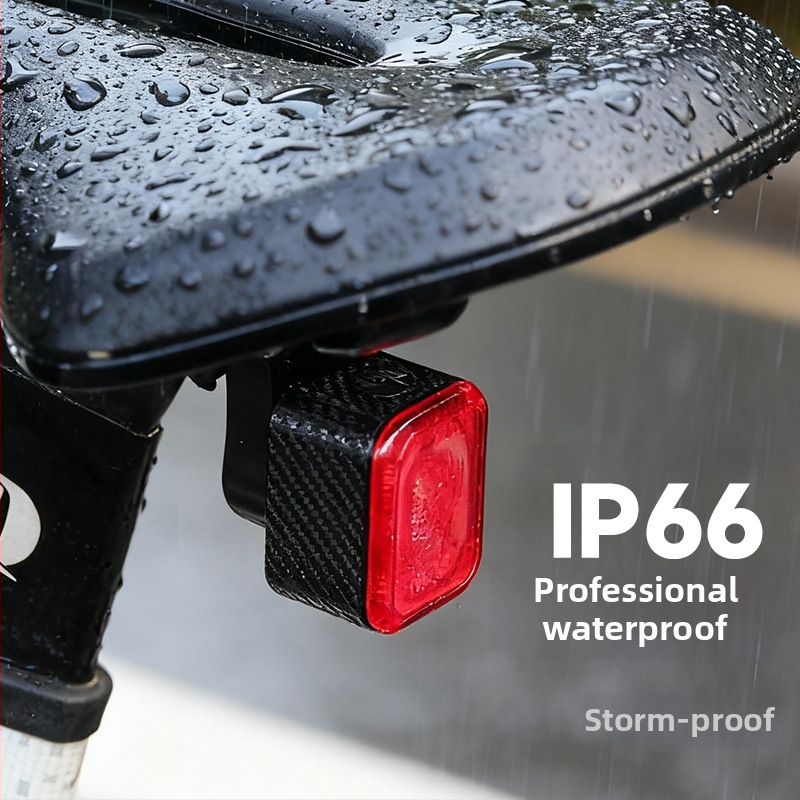 Dviračio galinis žibintas su išmaniu stabdymo jutikliu, USB-C įkrovimas, 600mAh baterija, greito atjungimo tvirtinimas naktiniam važiavimui