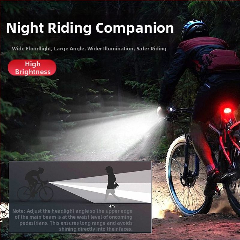 Wu shang įkraunamas dviračio priekinis žibintas naktiniam važiavimui, didelis ryškumas, tinkamas kalnų ir kelių dviračiams