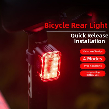 Dviračio žibintų komplektas naktiniam važiavimui: priekinis ir galinis žibintas su stabdymo įspėjimu — tinkamas kalnų ir greitkelių dviračiams, modelis WxrSiYQJ