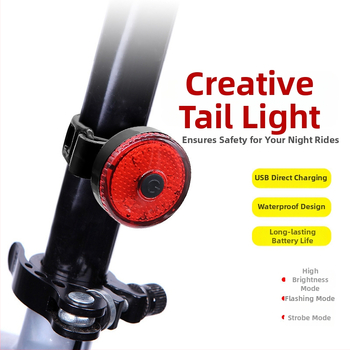 HAWEIWIND USB įkraunamas galinis žibintas dviračiui su diržo tvirtinimu, skirtas kalnų dviračiams ir naktiniam važiavimui lauke