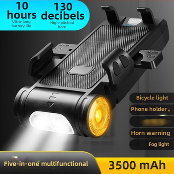 Dviračio priekinis žibintas su elektrine sirena, telefono laikiklis, FY-330