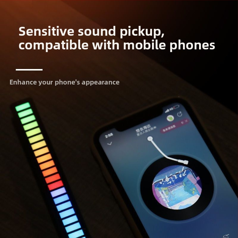 Vnútorné LED ambientné svetlo pre auto s RGB rytmom a hlasovým ovládaním, ABS materiál, 1.5W, 5V, 1.5A, kompatibilné s modelom 102