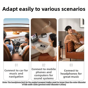 3,5 mm vyrų–vyrų automobilių garso kabelis — auksu dengti kištukai, emalėtas vario branduolys, aliuminio lydinio korpusas, TPU išorė su nailono pynimu, universalus 3,5 mm suderinamumas