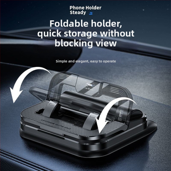 Automobilio telefono laikiklis su lipiniu tvirtinimu, pasukamas, dviejų funkcijų laikiklis – skirta navigacijai ir prietaisų skydeliui, ABS medžiaga, modelis N343