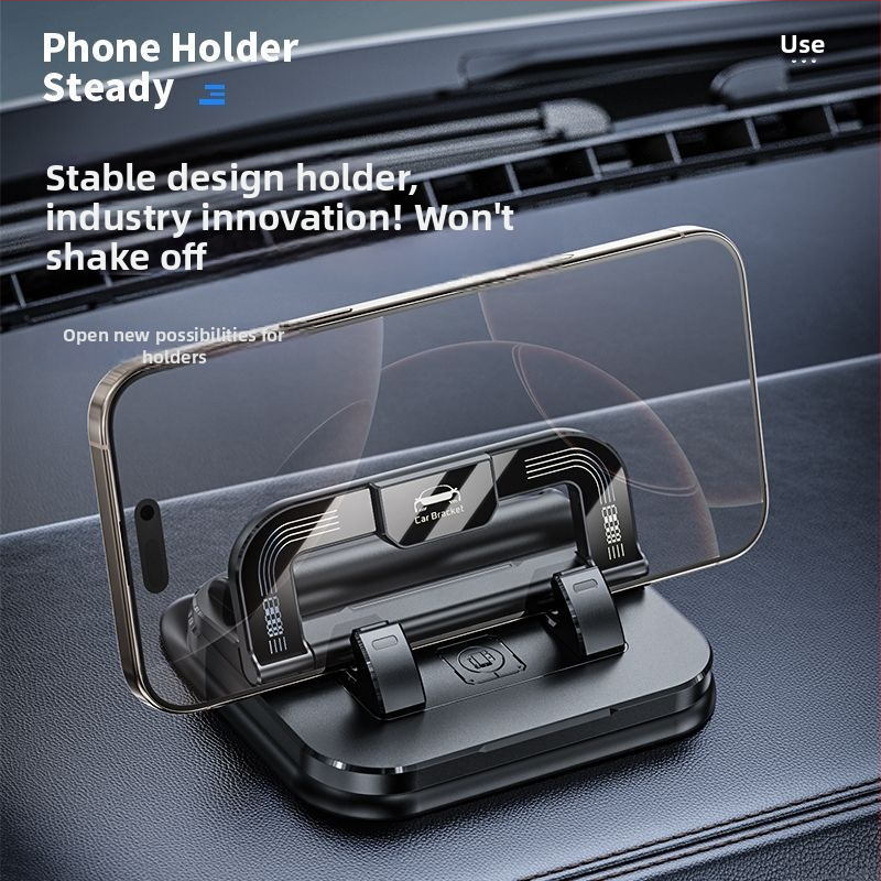 Automobiļa tālruņa turētājs ar līmējošu stiprinājumu, pagriežams, divās vienā uz paneļa un navigācijai, ABS materiāls, modelis N343