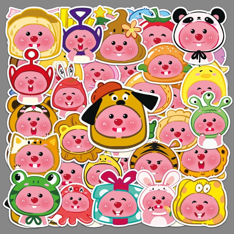 Lipdukų rinkinys: Loopy karikatūros Ruby portretas — ranka dažytas, self-adhesive, Lovable Wind stilius, Poetry prekės ženklas, offset spausdinimas