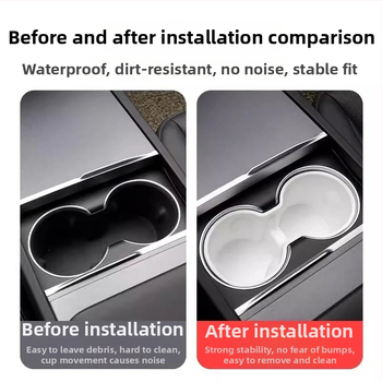 Tesla Model Y keskse konsooli tassihoidik (uus versioon) – TPE materjal, tassi slot piiraja