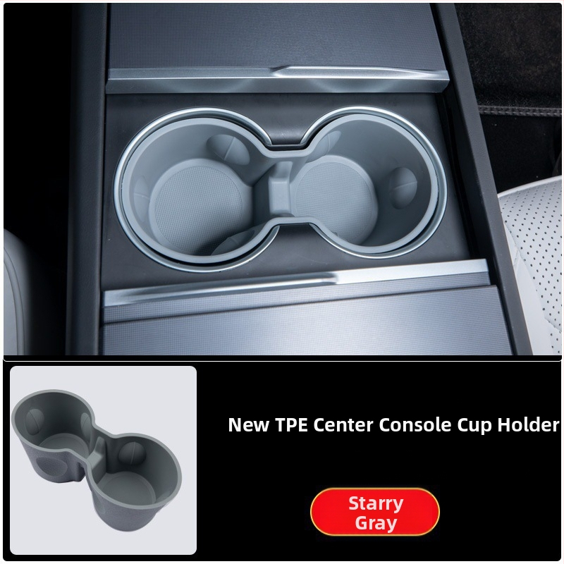 Tesla Model Y keskse konsooli tassihoidik (uus versioon) – TPE materjal, tassi slot piiraja