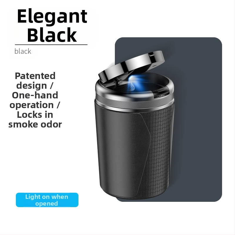 YONG XUN Apšviesta automobilio peleninė — metalinis korpusas, vieno mygtuko atidarymas, tinkama tiek automobiliui ir namams, svoris 203 g