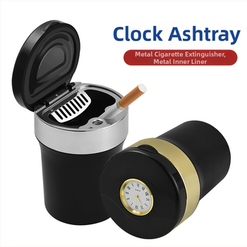 Automobilinis pelenų indas su LED, metalas + ABS, modelis Y-B005, svoris apie 225 g