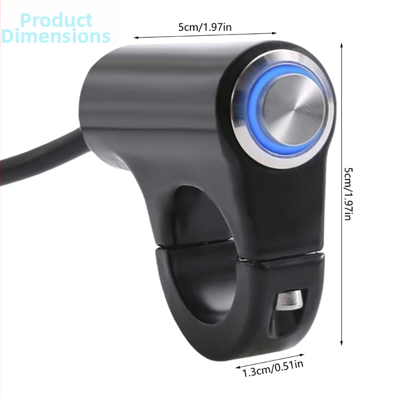 Yarong Универсален превключвател за двойно мигане със светещ бутон за мотоциклети, метално кормило, 1 позиция