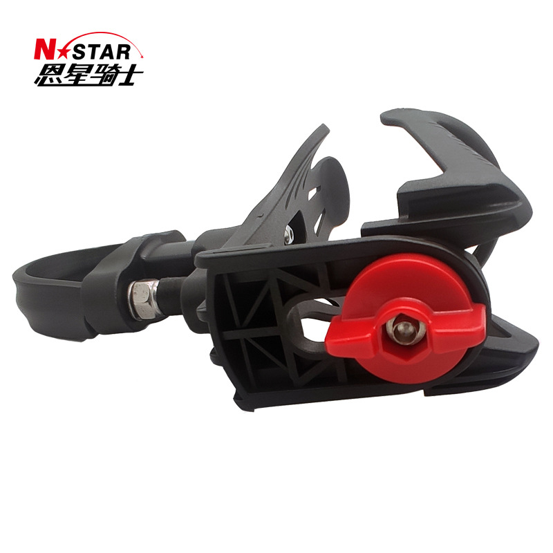 Държач за бутилка за мотоциклет и велосипед – монтира се на кръгла тръба; съвместим с чаши Ø60–70 мм; марка N-STAR; общо приложение; възможност за частно етикетиране