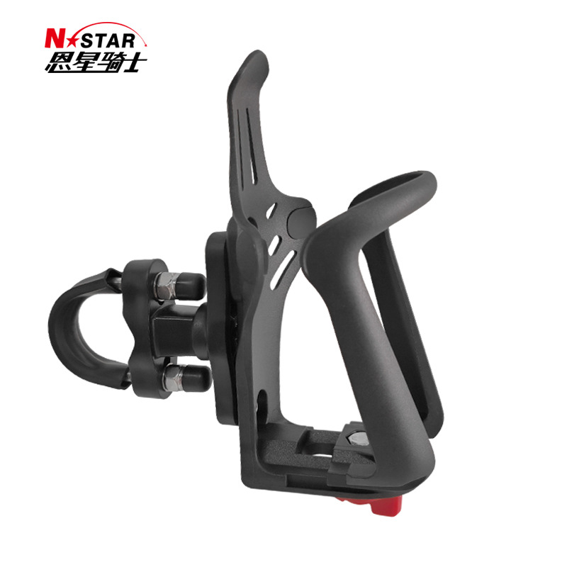 Държач за бутилка за мотоциклет и велосипед – монтира се на кръгла тръба; съвместим с чаши Ø60–70 мм; марка N-STAR; общо приложение; възможност за частно етикетиране