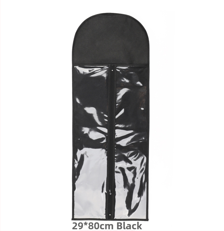 Sac de depozitare pentru peruci, din material nețesut, cu fermoar, transparent, protecție împotriva prafului, cu cârlig pentru haine