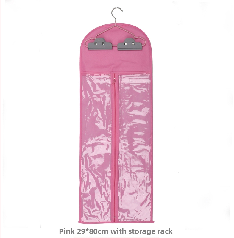 Sac de depozitare pentru peruci, din material nețesut, cu fermoar, transparent, protecție împotriva prafului, cu cârlig pentru haine