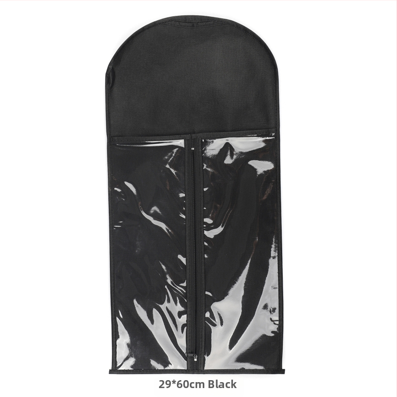 Sac de depozitare pentru peruci, din material nețesut, cu fermoar, transparent, protecție împotriva prafului, cu cârlig pentru haine