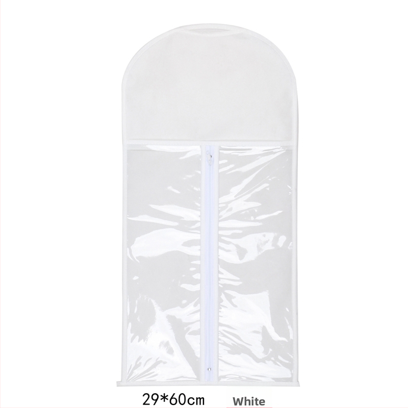 Sac de depozitare pentru peruci, din material nețesut, cu fermoar, transparent, protecție împotriva prafului, cu cârlig pentru haine
