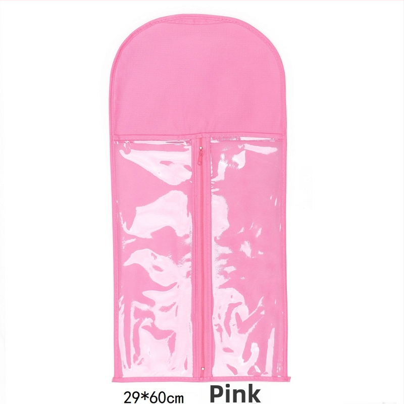 Sac de depozitare pentru peruci, din material nețesut, cu fermoar, transparent, protecție împotriva prafului, cu cârlig pentru haine