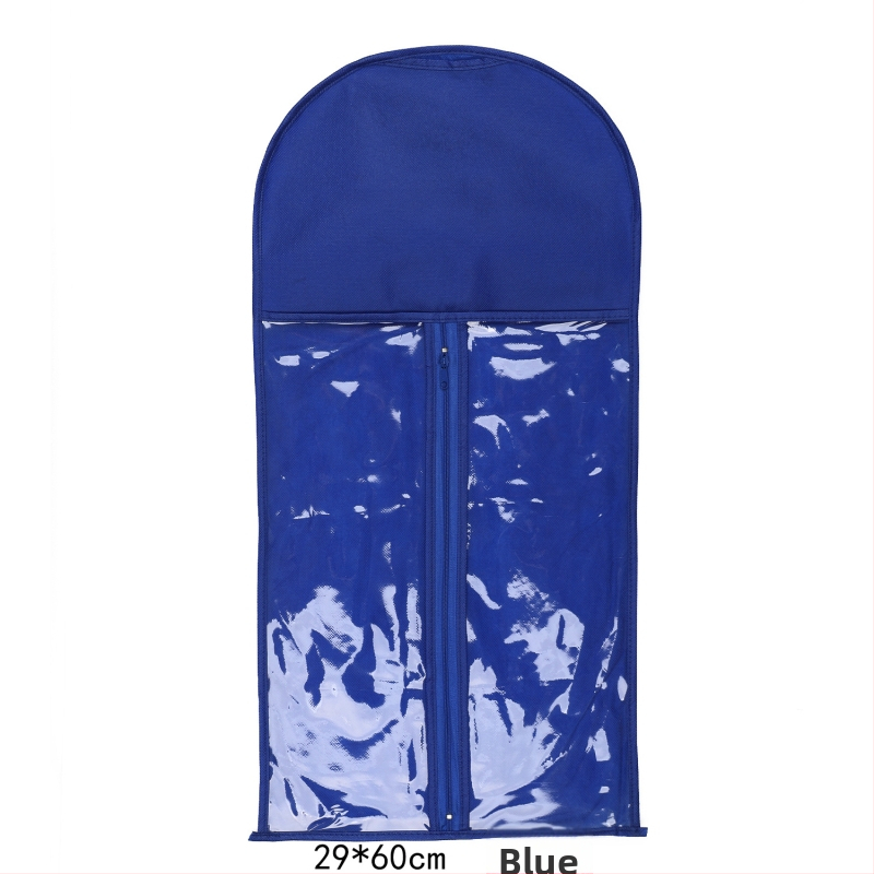 Sac de depozitare pentru peruci, din material nețesut, cu fermoar, transparent, protecție împotriva prafului, cu cârlig pentru haine