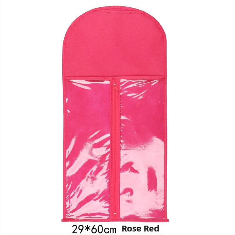 Sac de depozitare pentru peruci, din material nețesut, cu fermoar, transparent, protecție împotriva prafului, cu cârlig pentru haine