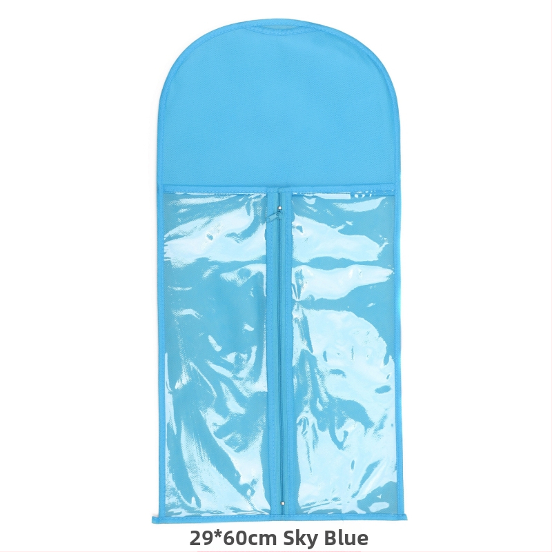 Sac de depozitare pentru peruci, din material nețesut, cu fermoar, transparent, protecție împotriva prafului, cu cârlig pentru haine