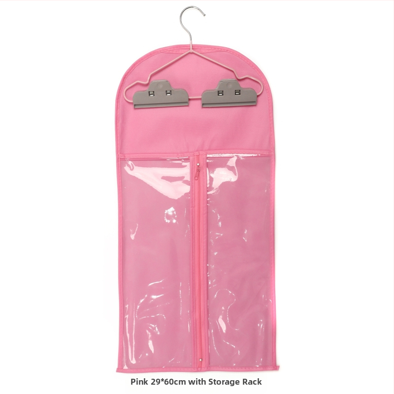 Sac de depozitare pentru peruci, din material nețesut, cu fermoar, transparent, protecție împotriva prafului, cu cârlig pentru haine