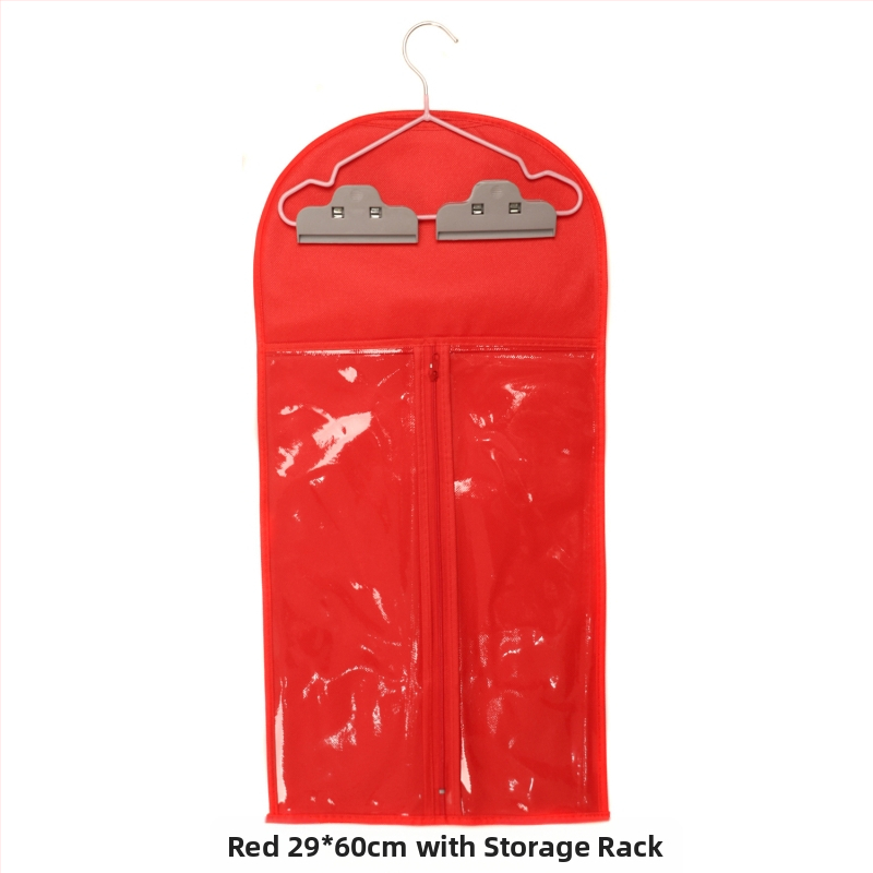 Sac de depozitare pentru peruci, din material nețesut, cu fermoar, transparent, protecție împotriva prafului, cu cârlig pentru haine