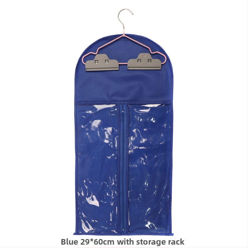 Sac de depozitare pentru peruci, din material nețesut, cu fermoar, transparent, protecție împotriva prafului, cu cârlig pentru haine