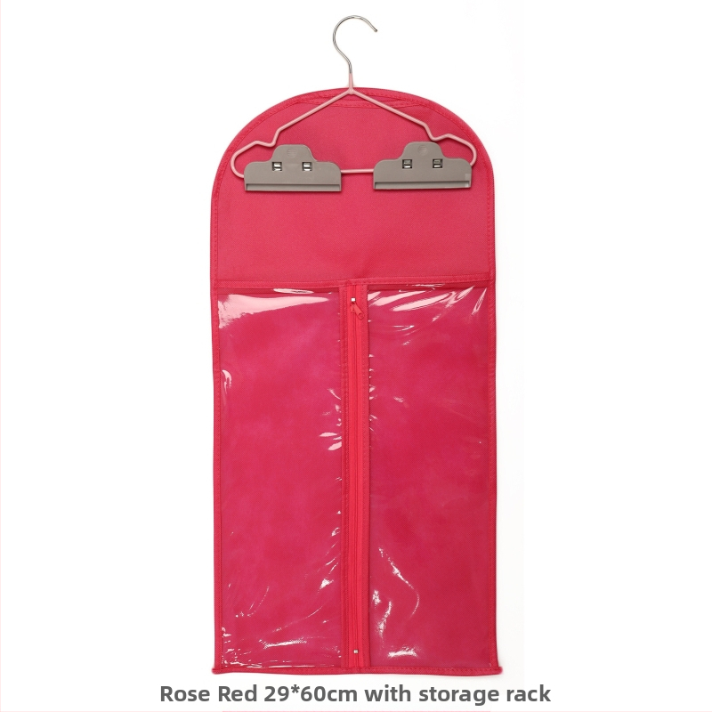 Sac de depozitare pentru peruci, din material nețesut, cu fermoar, transparent, protecție împotriva prafului, cu cârlig pentru haine