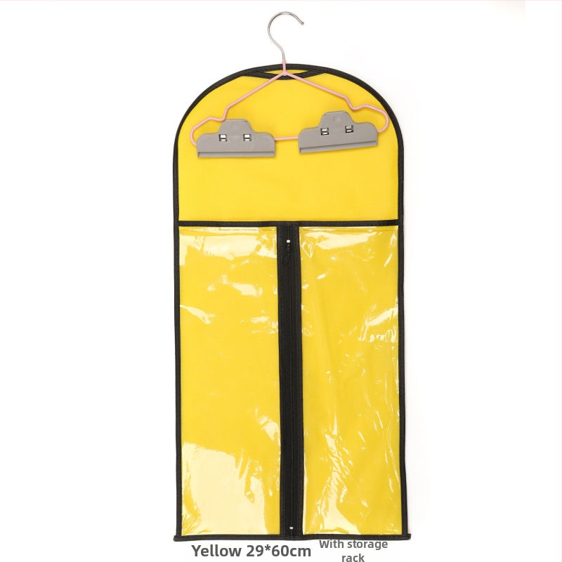 Sac de depozitare pentru peruci, din material nețesut, cu fermoar, transparent, protecție împotriva prafului, cu cârlig pentru haine