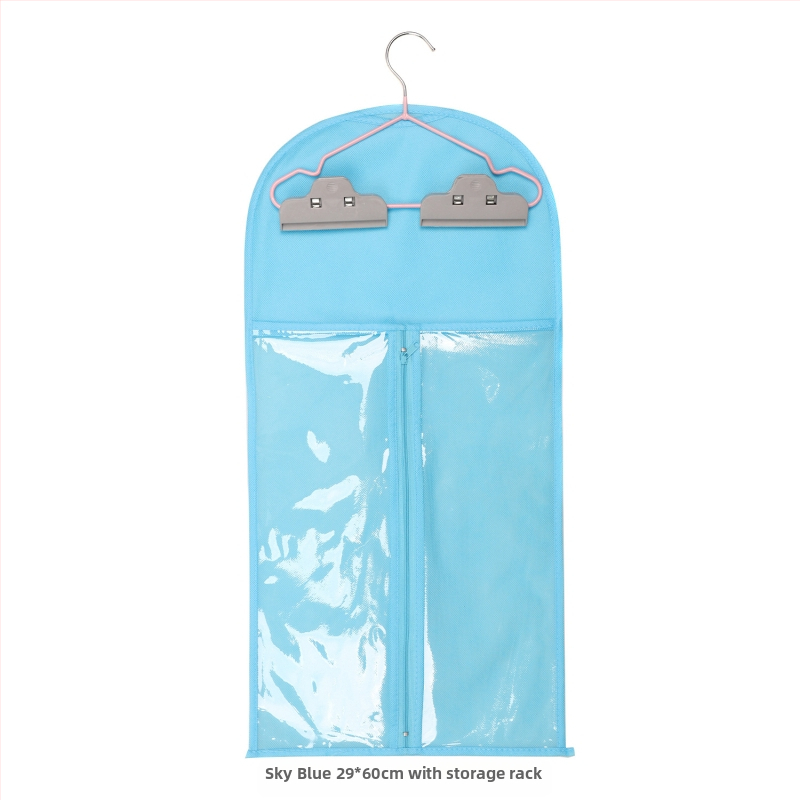 Sac de depozitare pentru peruci, din material nețesut, cu fermoar, transparent, protecție împotriva prafului, cu cârlig pentru haine