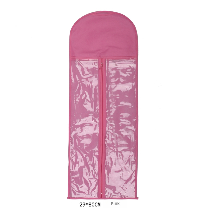 Sac de depozitare pentru peruci, din material nețesut, cu fermoar, transparent, protecție împotriva prafului, cu cârlig pentru haine