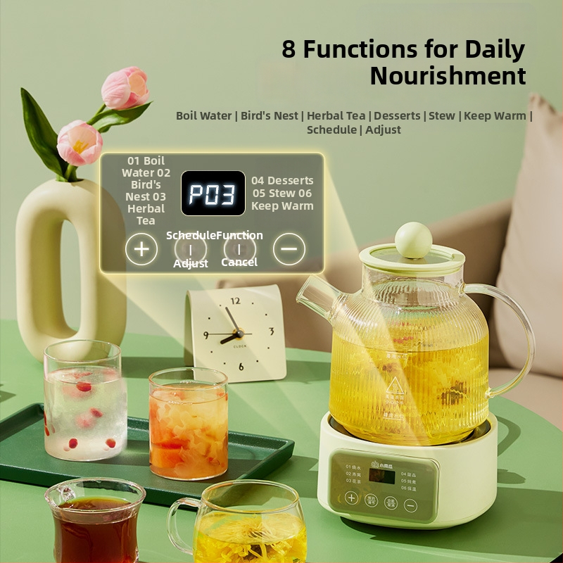 Sklenený čajník pre zdravie s mikroprocesorovým ovládaním, 1-1,5 L, 220 V, 500 W