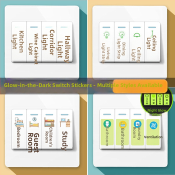 Šviesinantis jungiklio sienos lipdukas – PVC dekoras, vientisas raštas, tinkamas svetainei, miegamajam, įėjimui ir komercinėms patalpoms, modernus minimalistinis stilius