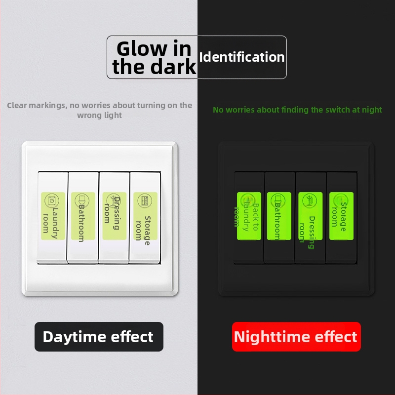 Šviesinantis jungiklio sienos lipdukas – PVC dekoras, vientisas raštas, tinkamas svetainei, miegamajam, įėjimui ir komercinėms patalpoms, modernus minimalistinis stilius