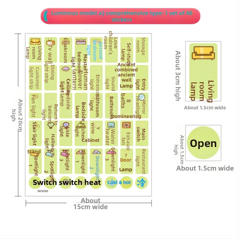 Šviesinantis jungiklio sienos lipdukas – PVC dekoras, vientisas raštas, tinkamas svetainei, miegamajam, įėjimui ir komercinėms patalpoms, modernus minimalistinis stilius