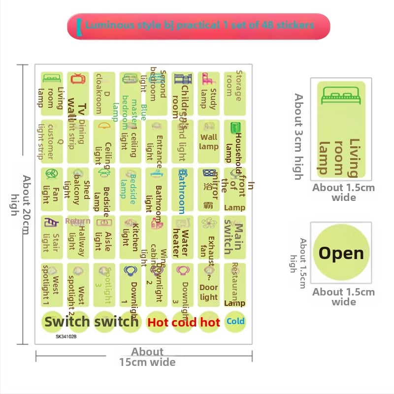 Šviesinantis jungiklio sienos lipdukas – PVC dekoras, vientisas raštas, tinkamas svetainei, miegamajam, įėjimui ir komercinėms patalpoms, modernus minimalistinis stilius