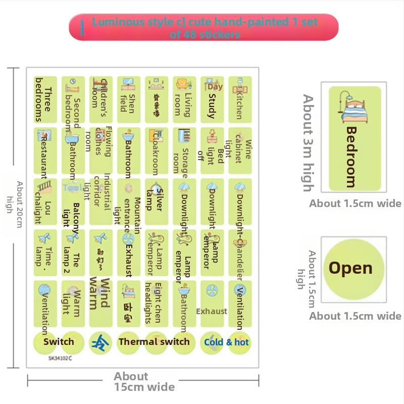 Šviesinantis jungiklio sienos lipdukas – PVC dekoras, vientisas raštas, tinkamas svetainei, miegamajam, įėjimui ir komercinėms patalpoms, modernus minimalistinis stilius