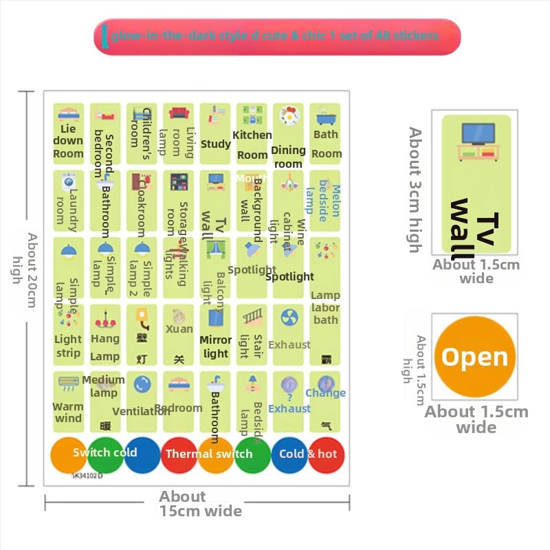 Šviesinantis jungiklio sienos lipdukas – PVC dekoras, vientisas raštas, tinkamas svetainei, miegamajam, įėjimui ir komercinėms patalpoms, modernus minimalistinis stilius