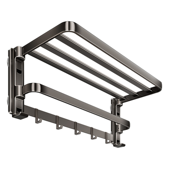 Raft de prosoape cu ventuză, fără găuri, cu suport de agățare integrat, cu două niveluri, detașabil, încărcare 10 kg