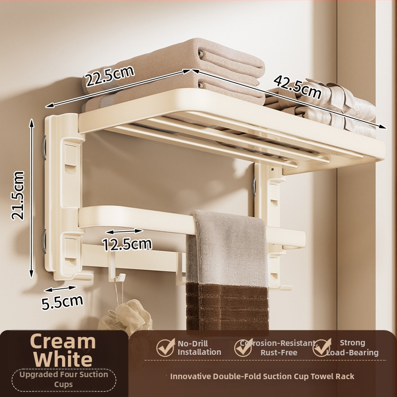 Siurbiamasis rankšluosčių laikiklis su integruotu pakabinimo strypu, be gręžimo, dviejų sluoksnių, nuimamas, 10 kg apkrova