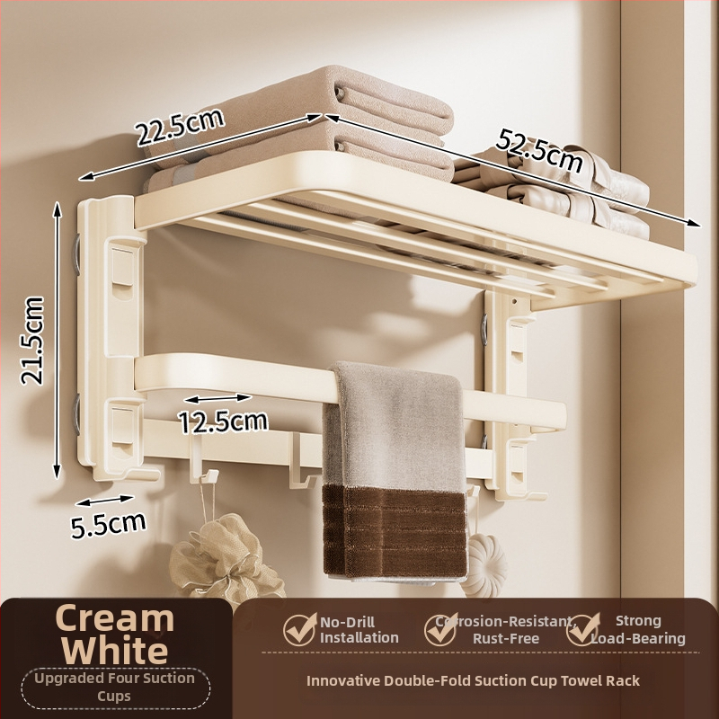 Siurbiamasis rankšluosčių laikiklis su integruotu pakabinimo strypu, be gręžimo, dviejų sluoksnių, nuimamas, 10 kg apkrova