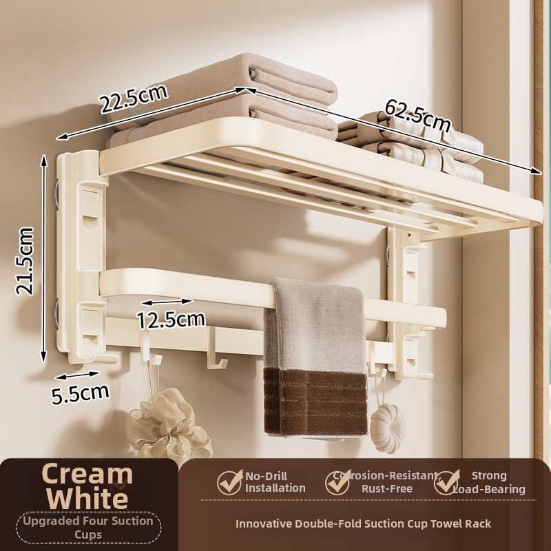 Siurbiamasis rankšluosčių laikiklis su integruotu pakabinimo strypu, be gręžimo, dviejų sluoksnių, nuimamas, 10 kg apkrova