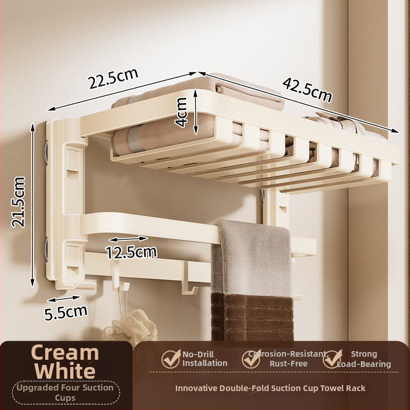 Siurbiamasis rankšluosčių laikiklis su integruotu pakabinimo strypu, be gręžimo, dviejų sluoksnių, nuimamas, 10 kg apkrova