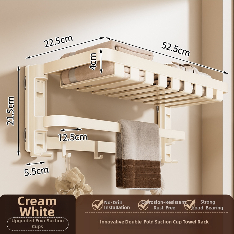 Siurbiamasis rankšluosčių laikiklis su integruotu pakabinimo strypu, be gręžimo, dviejų sluoksnių, nuimamas, 10 kg apkrova