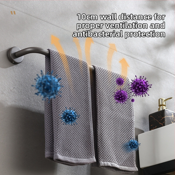 Nerūdijančio plieno sieninis rankšluosčių laikiklis, viengubas strypas, 10 kg apkrova, elektrostatinis užklijimas, be gręžimo, šiuolaikinis stilius