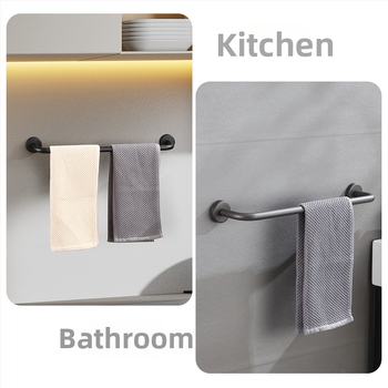 Nerūdijančio plieno sieninis rankšluosčių laikiklis, viengubas strypas, 10 kg apkrova, elektrostatinis užklijimas, be gręžimo, šiuolaikinis stilius