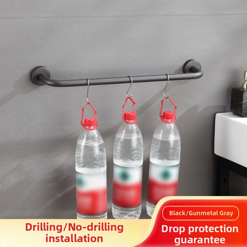 Nerūdijančio plieno sieninis rankšluosčių laikiklis, viengubas strypas, 10 kg apkrova, elektrostatinis užklijimas, be gręžimo, šiuolaikinis stilius