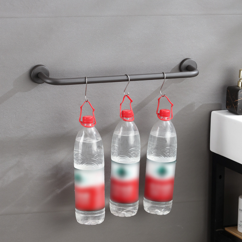 Bară de prosoape din oțel inox, montată pe perete, cu o singură tijă, încărcare 10 kg, finisaj electrostatic, montaj fără găuri, stil modern