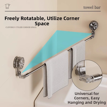 Laikiklis rankšluosčiams su siurbtuku, be gręžimo, teleskopinis vonios laikiklis, iš plastiko ir nerūdijančio plieno